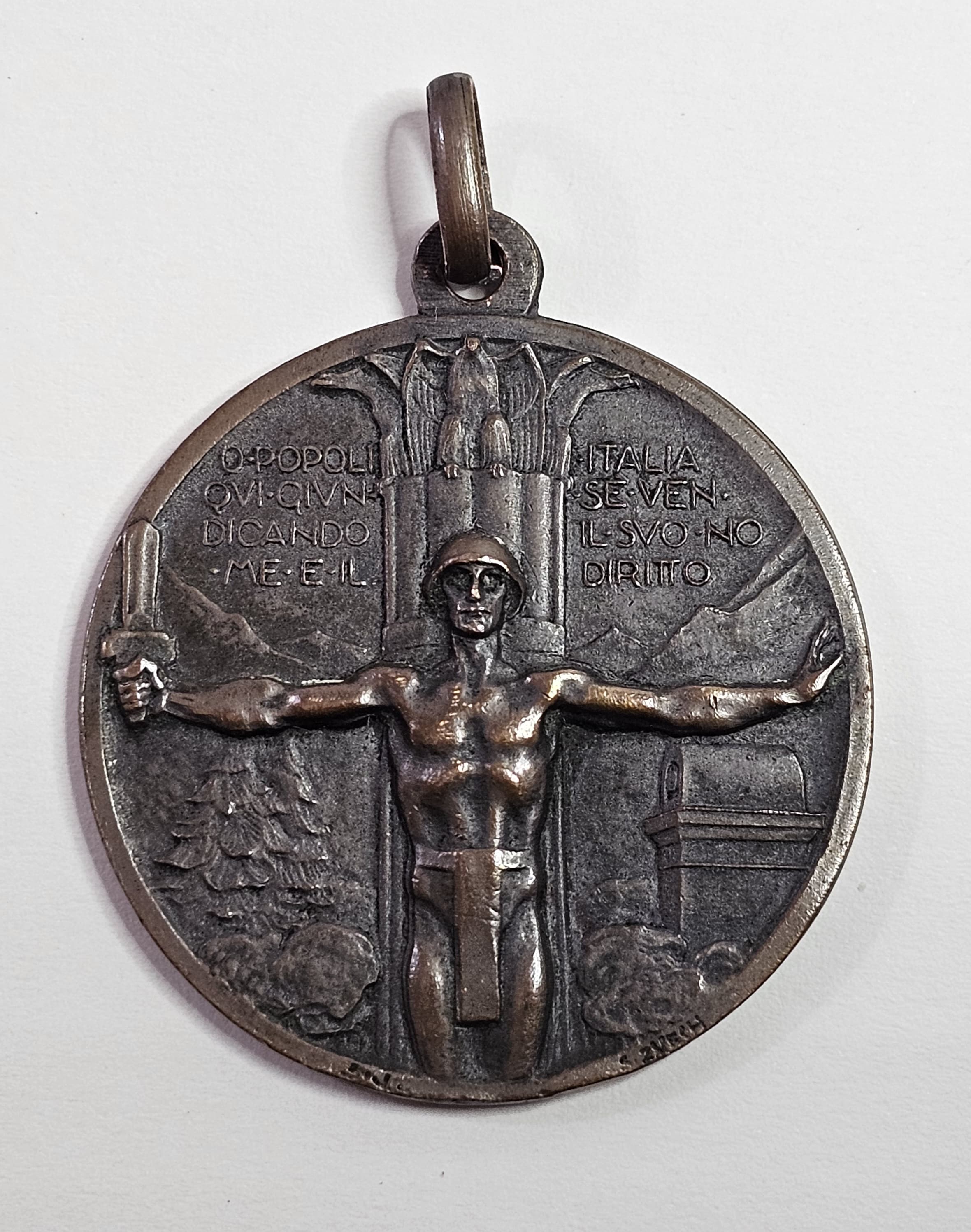 MEDAGLIA IN BRONZO FEDERAZ. PROV. COMBATTENTI DI BOLZANO 1928