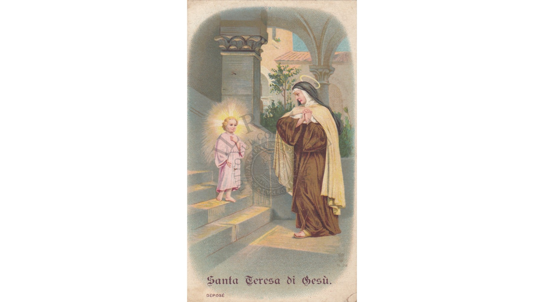 SANTINO SANTA LEGA N.25 SANTA TERESA DI GESU' , CROMOLITOGRAFIA ITALIANA CON PREGHIERA