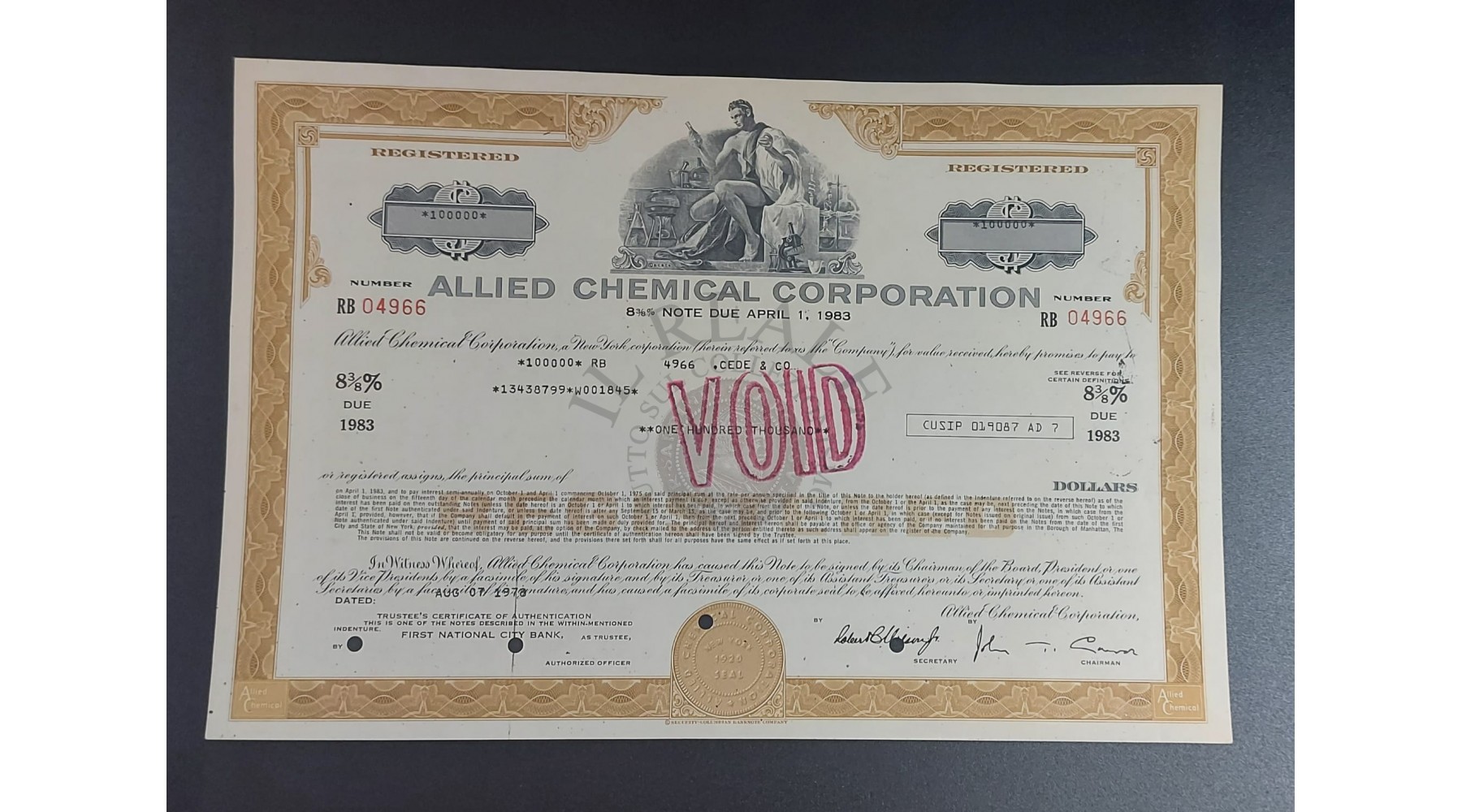 TITOLO AZIONARIO ALLIED CHEMICAL CORPORATION 1970