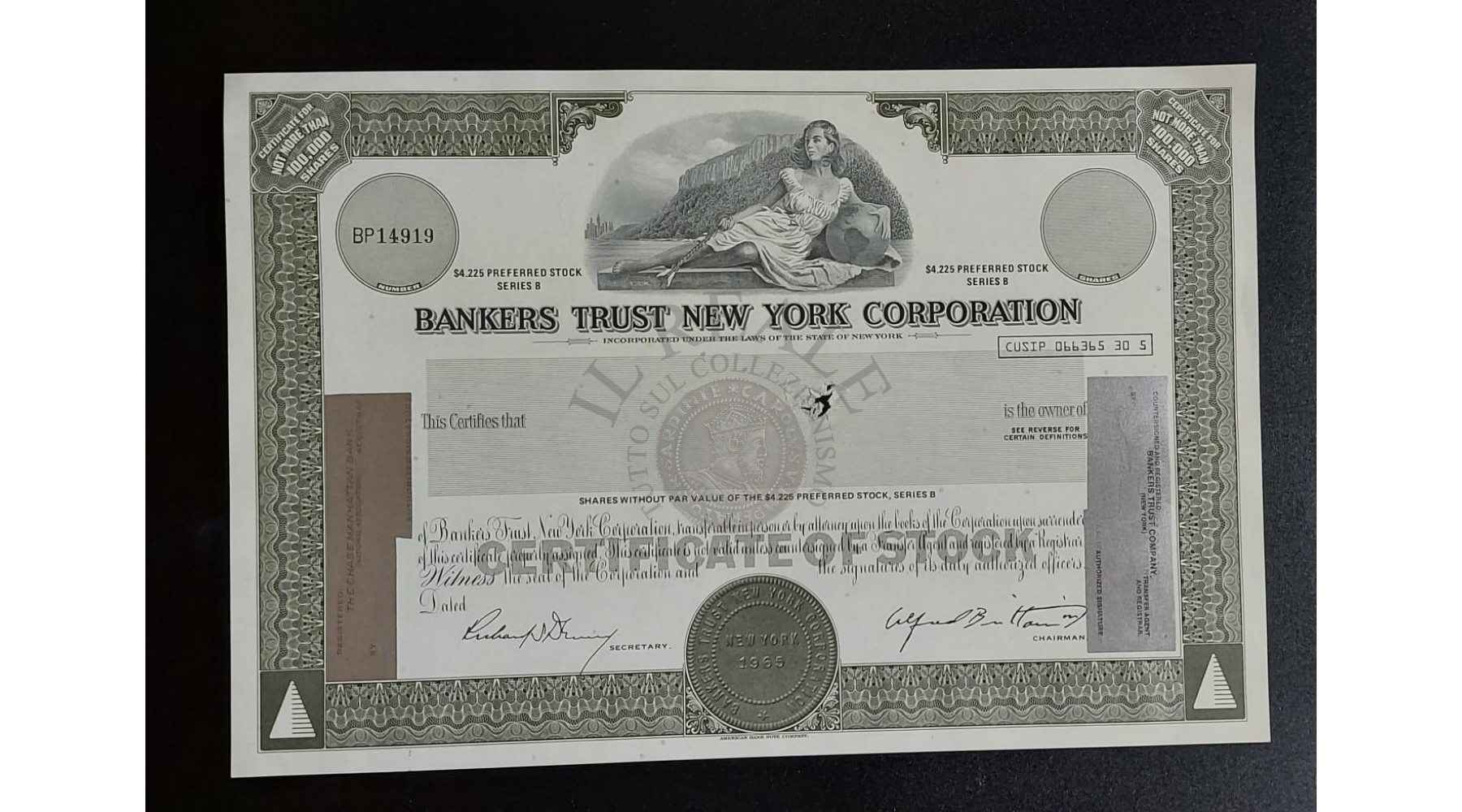 TITOLO AZIONARIO BANKERS TRUST NEW YORK CORPORATION 1969