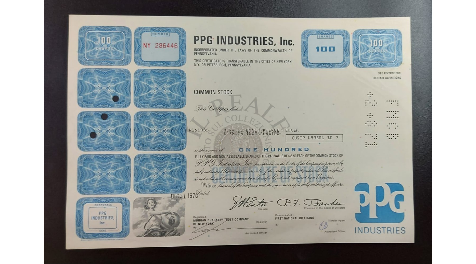 TITOLO AZIONARIO PPG INDUSTRIES, INC. OF NEW YORK 1970