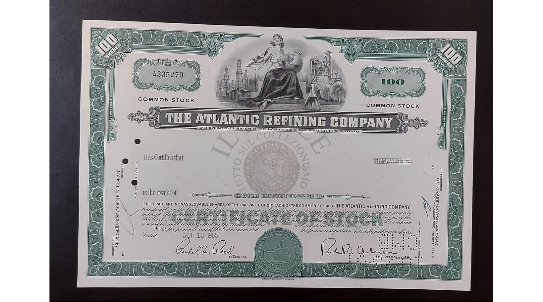 TITOLO AZIONARIO THE ATLANTIC REFINING COMPANY 1965