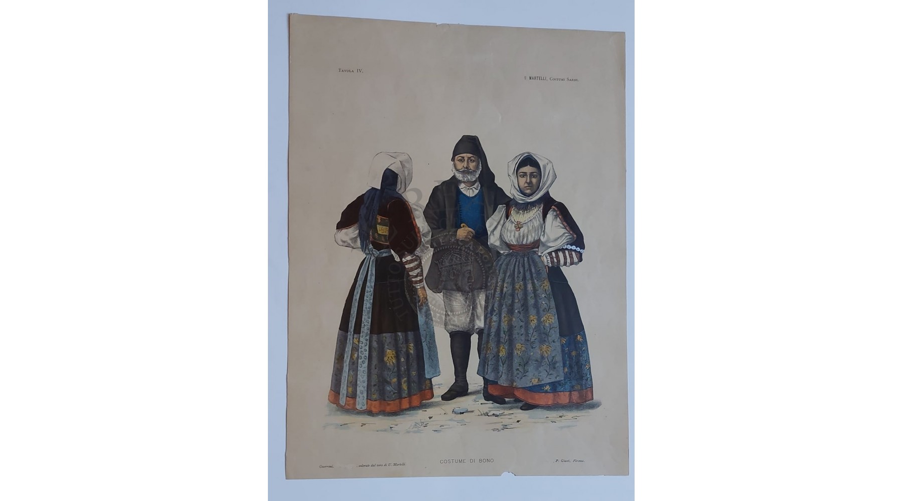 U. MARTELLI COSTUMI DI BONO Litografia di U.Martelli rara 1899