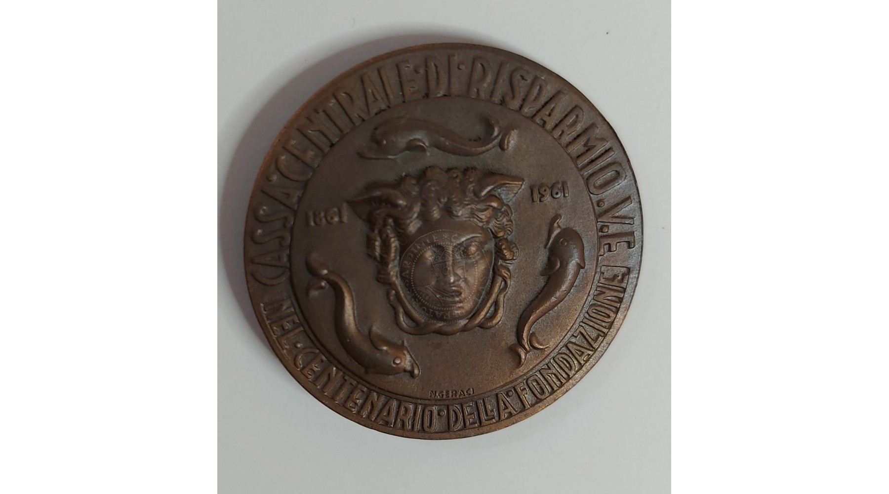 MEDAGLIA IN BRONZO CENTENARIO FONDAZIONE CASSA CENTRALE DI RISPARMIO V.E. 1961