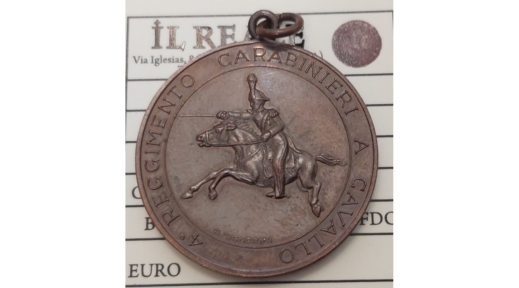 MEDAGLIA IN BRONZO 4 REGGIMENTO CARABINIERI A CAVALLO SIGNORINI Incisore