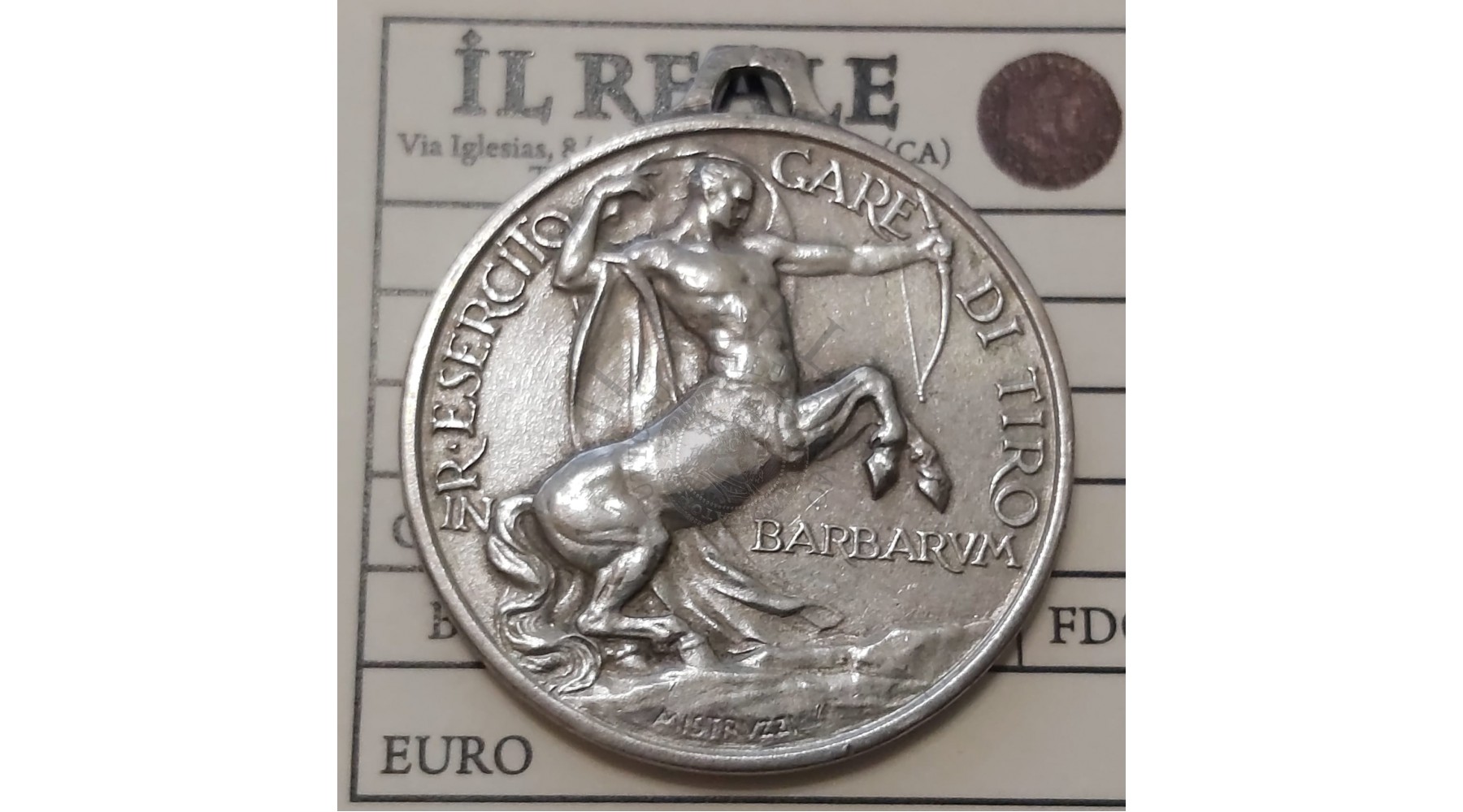 MEDAGLIA IN ARGENTO GARE DI TIRO R.ESERCITO VITTORIO  EMANUELE  III -IN BARBARVM MISTRUZZI INCISORE