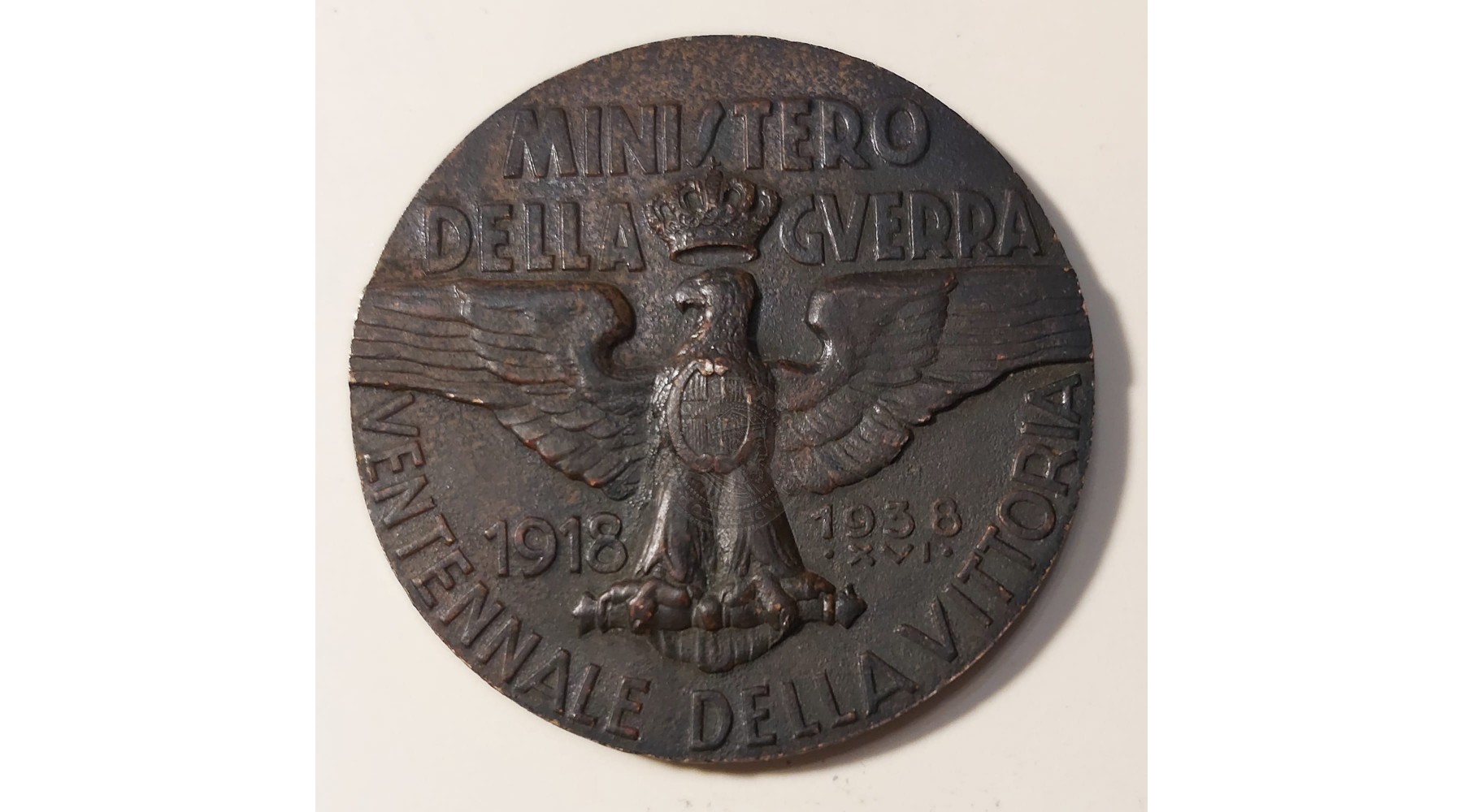 MEDAGLIA IN BRONZO MINISTERO DELLA GUERRA VENTENNALE DELLA VITTORIA 1918 1938