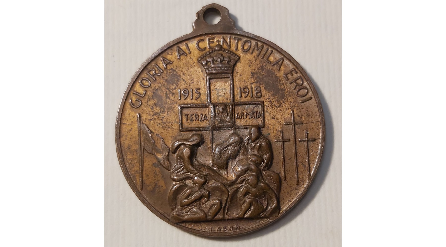 MEDAGLIA IN BRONZO GLORIA AI CENTOMILA EROI 1915-1918 TERZA ARMATA SACRARIO DI REDIPUGLIA